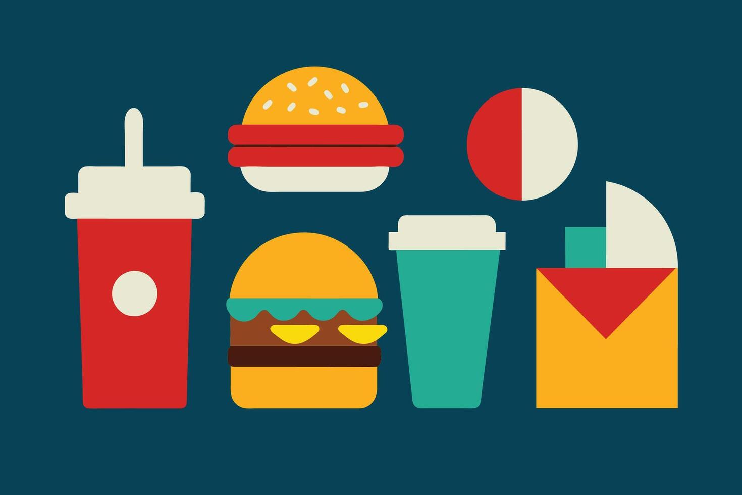 rápido comida icono diseño conjunto vector