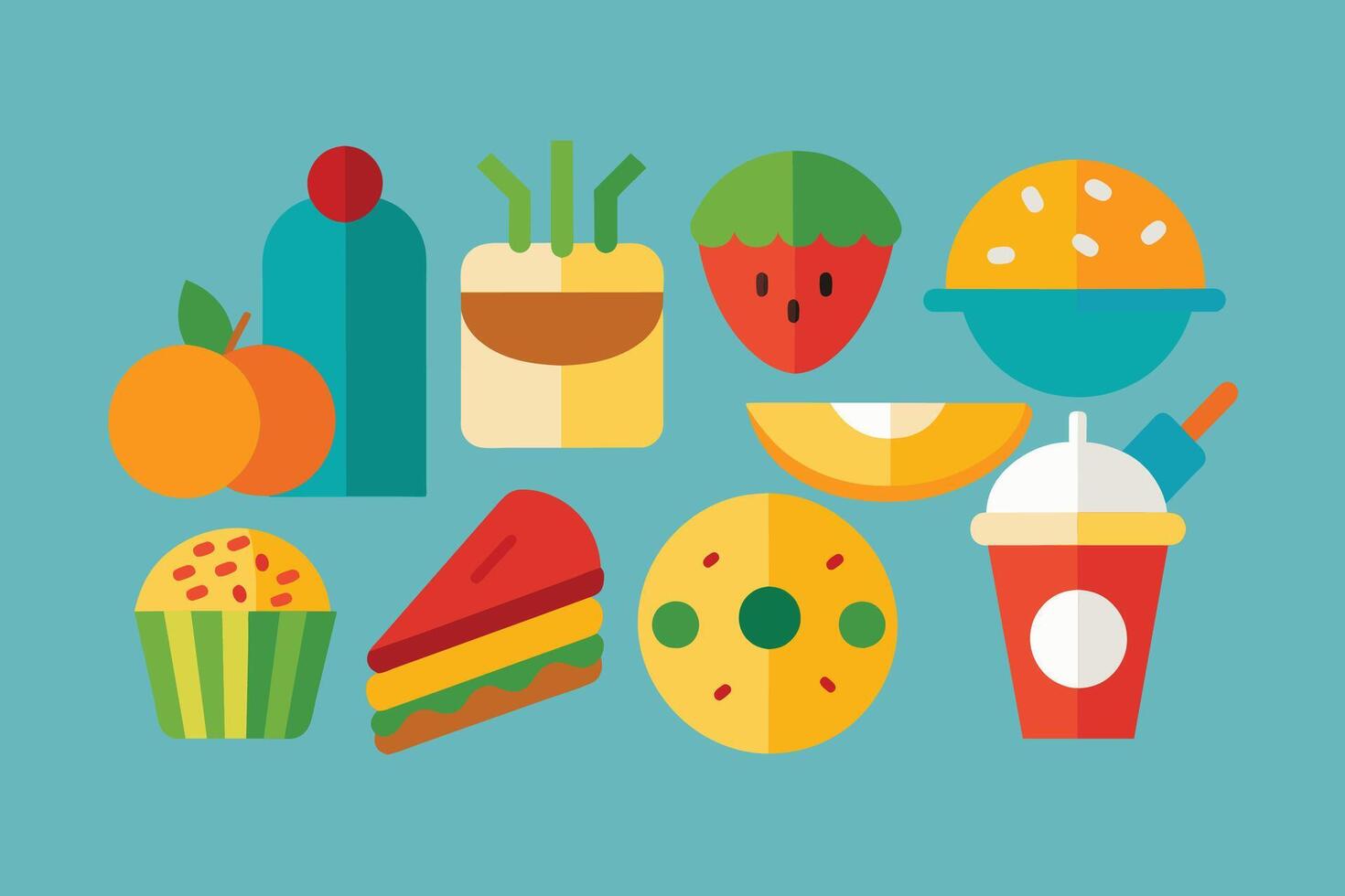 Many kinds of food Design Set vector