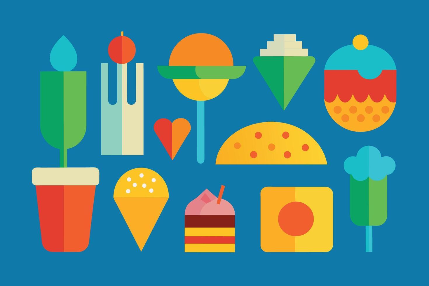 muchos tipos de comida diseño conjunto vector