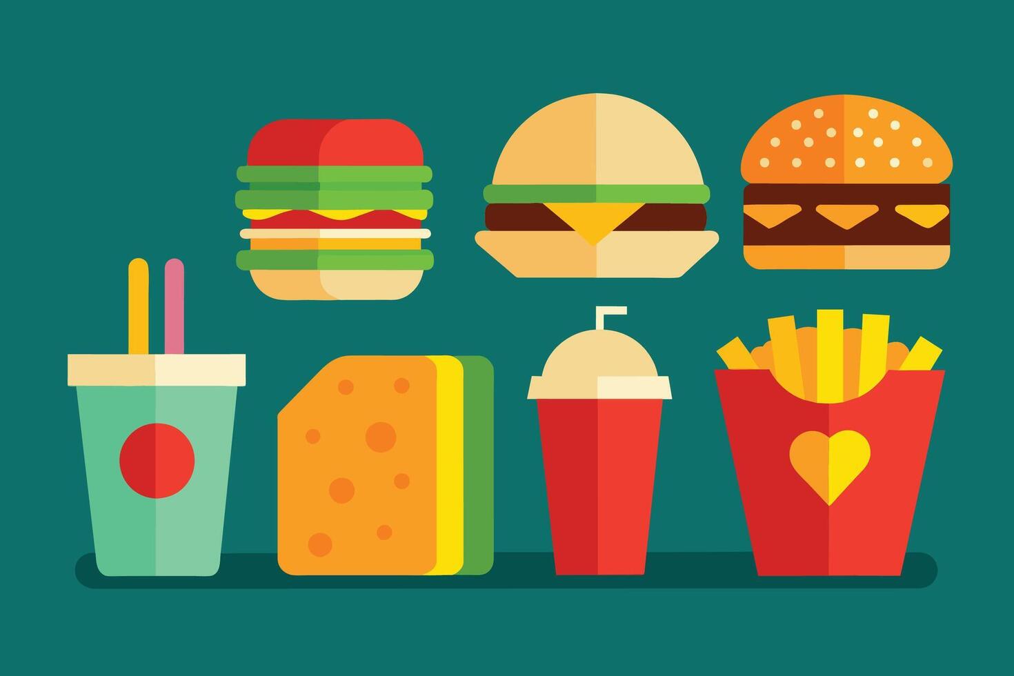 rápido comida icono diseño conjunto vector