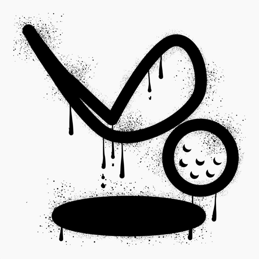 Golf graffiti drawn with black spray paint vector