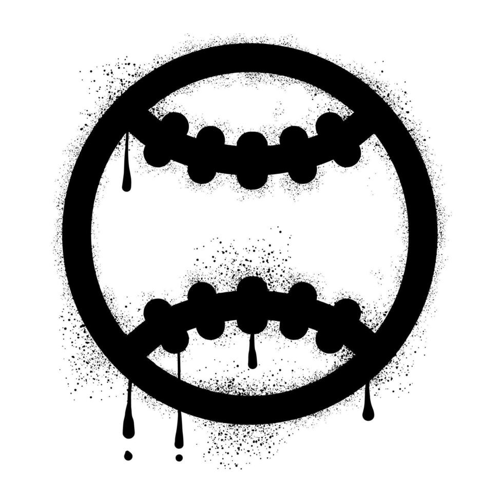 Softball ball graffiti drawn with black spray paint vector