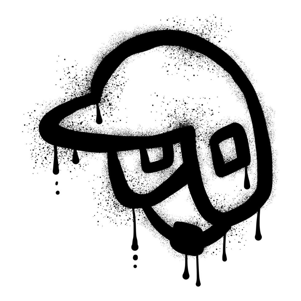 Softball helmet graffiti drawn with black spray paint vector