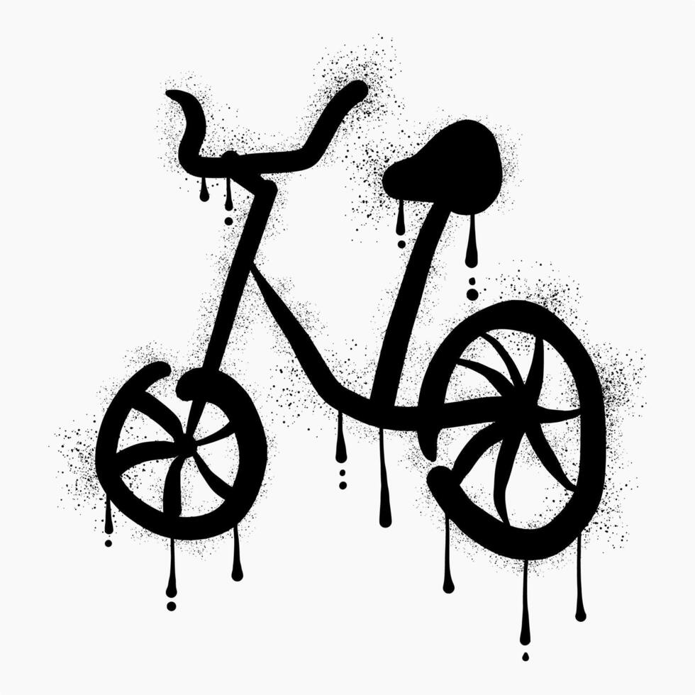 Bicycle graffiti drawn with black spray paint vector