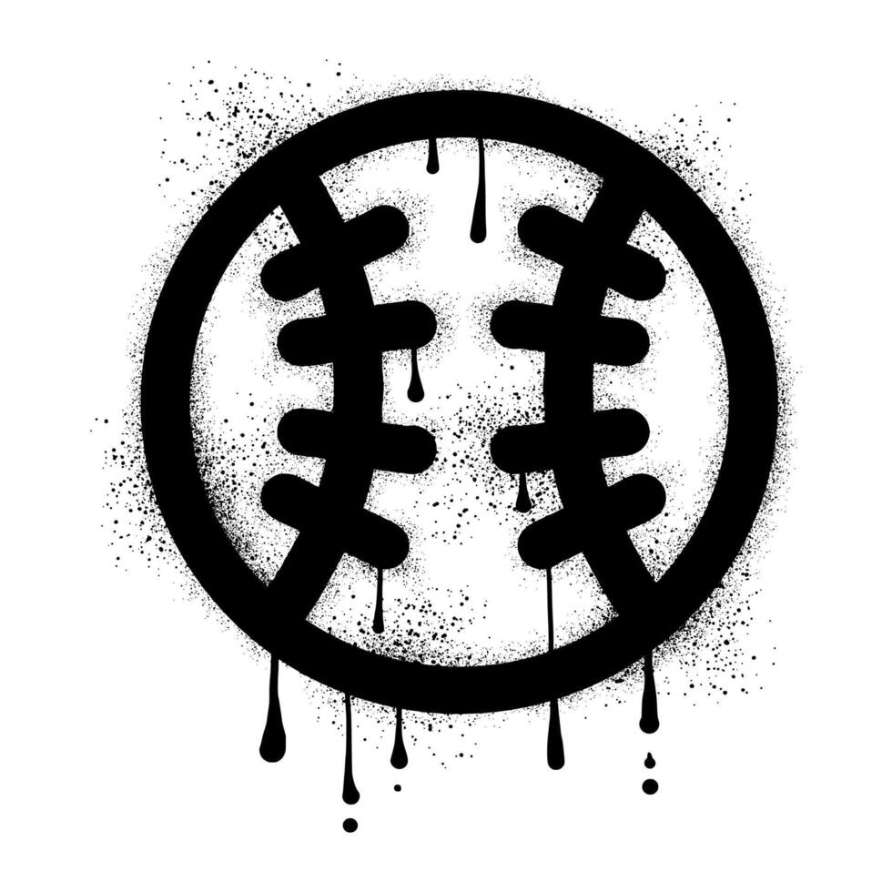 Softball ball graffiti drawn with black spray paint vector