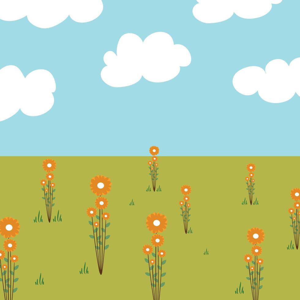 Illustration of a cartoon flower scene with cute handwriting. cute flower wallpapers, backgrounds and cards vector