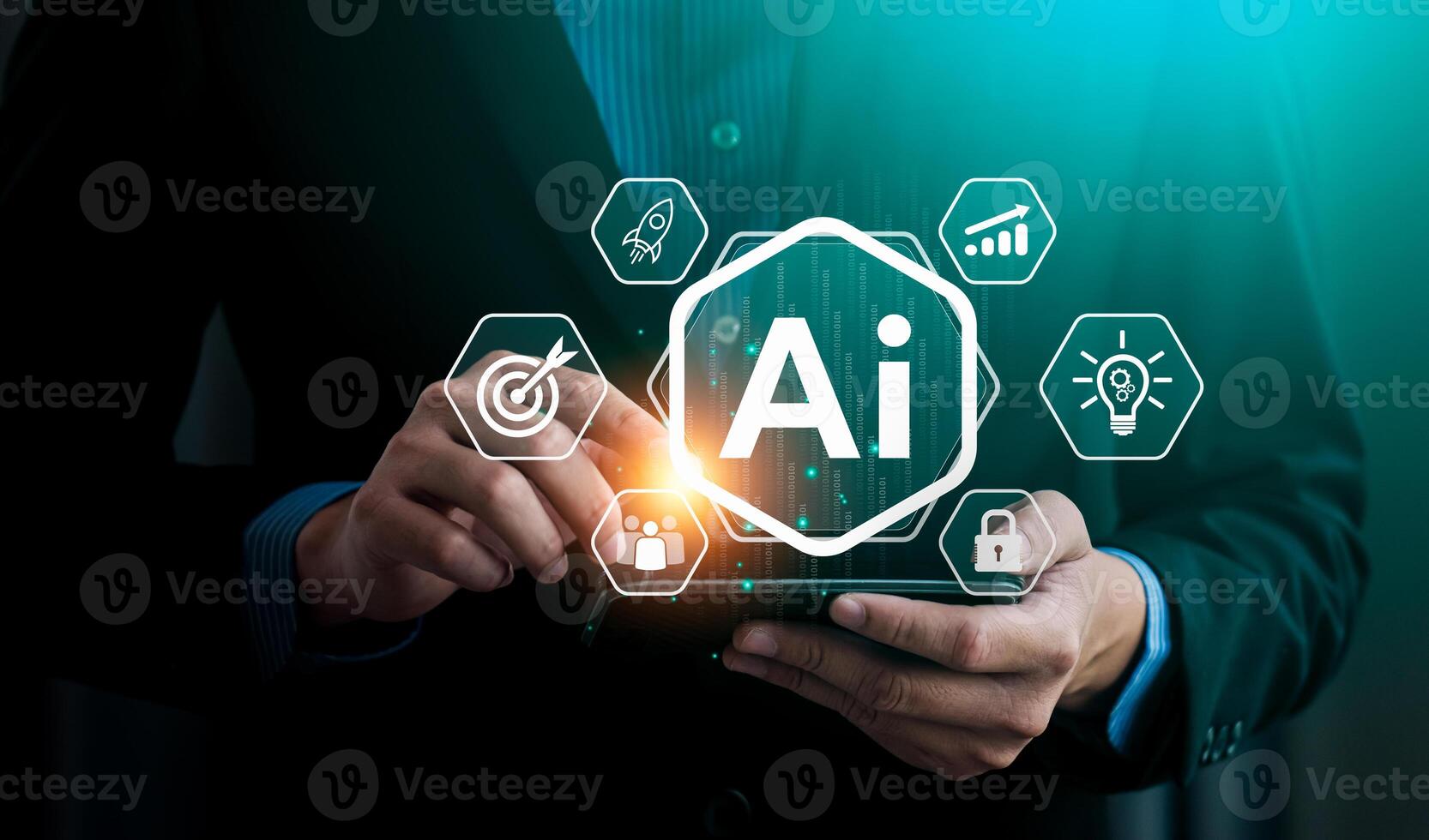 AI tech enhances businesses by processing data, improving decision-making, developing innovative products, automating processes, and boosting competitiveness. future technology photo
