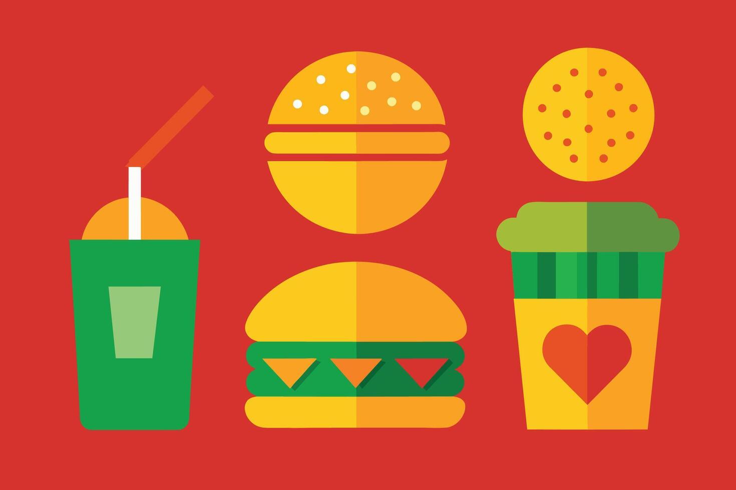 rápido comida icono diseño conjunto vector