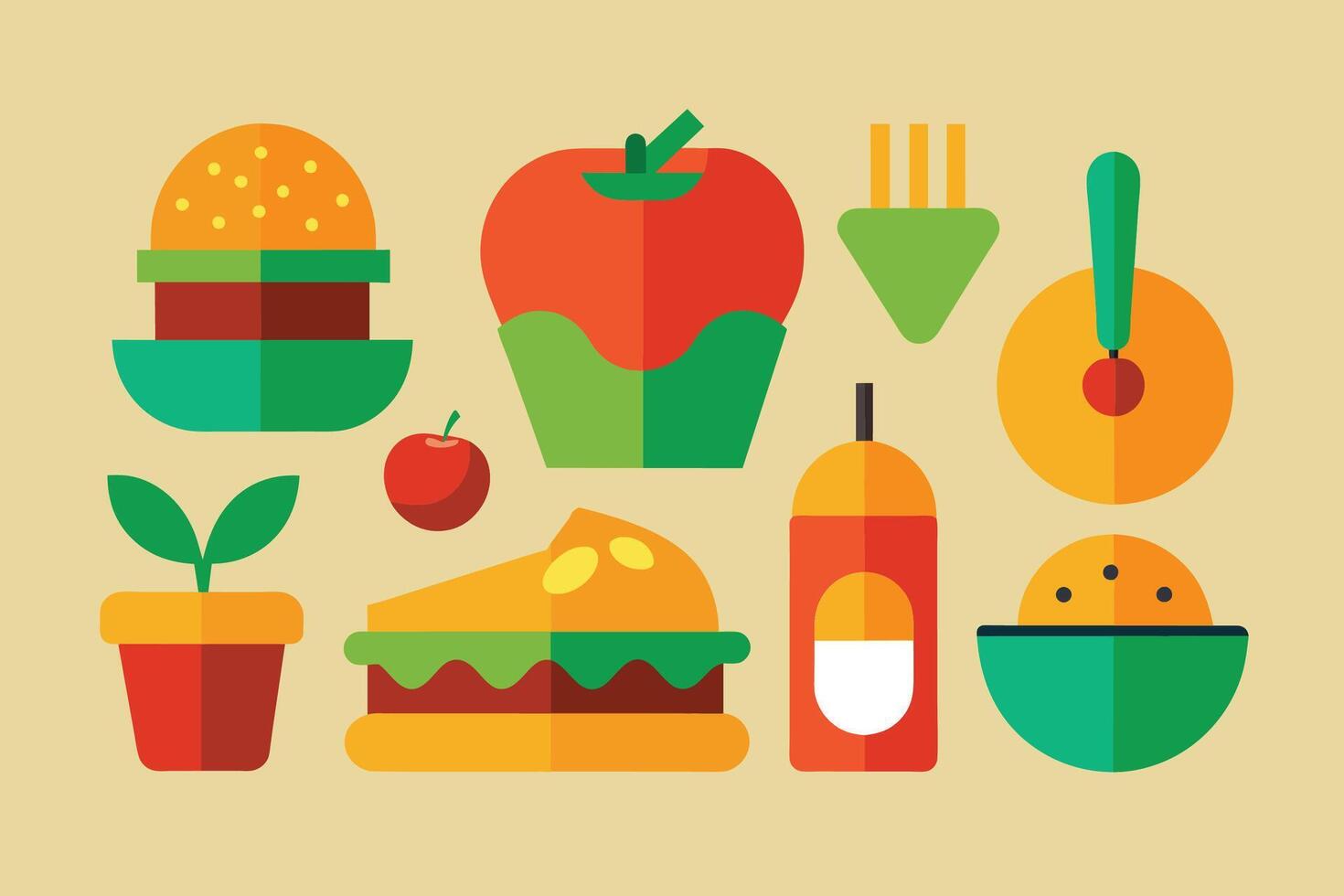 Many kinds of food Design Set vector