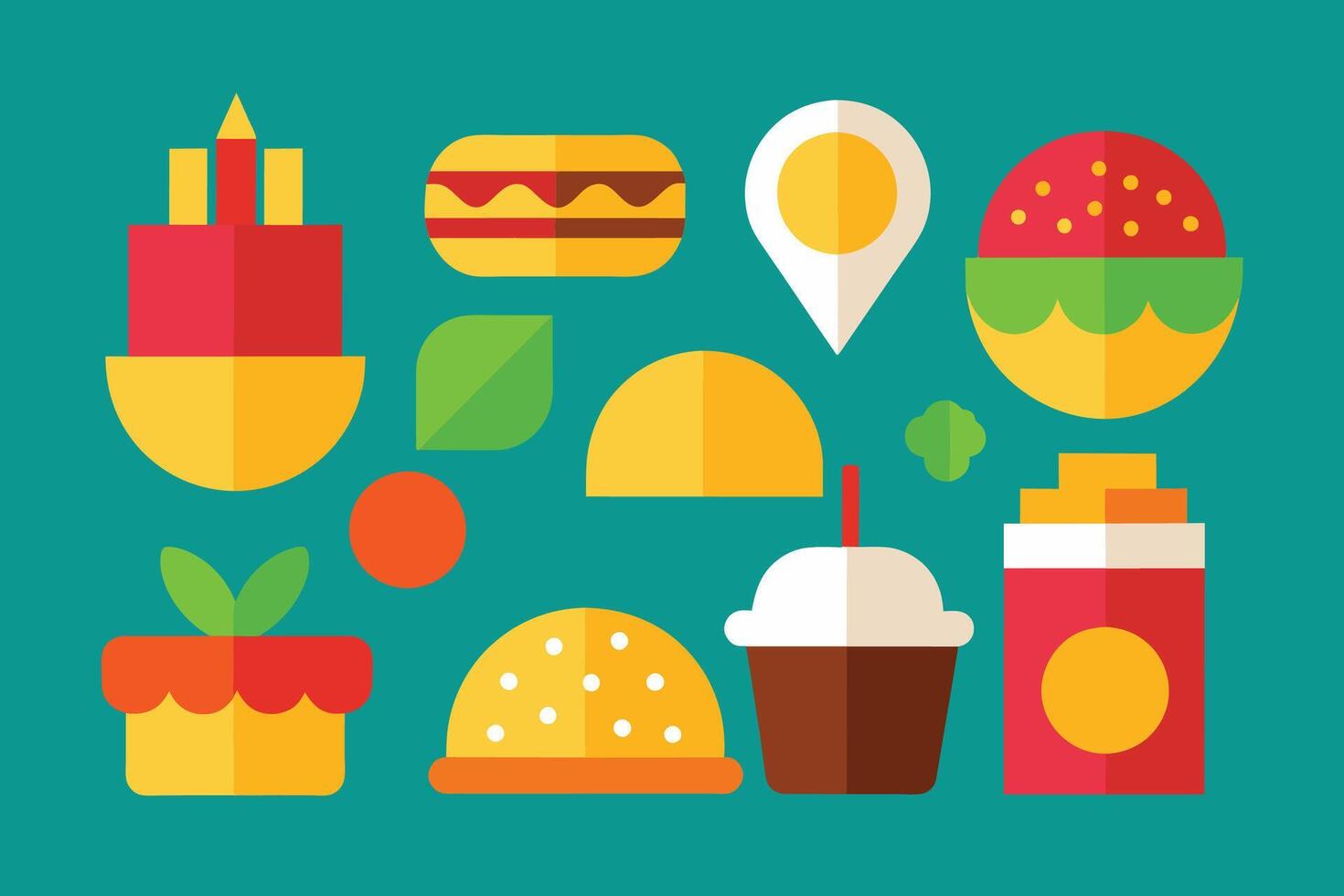 muchos tipos de comida diseño conjunto vector