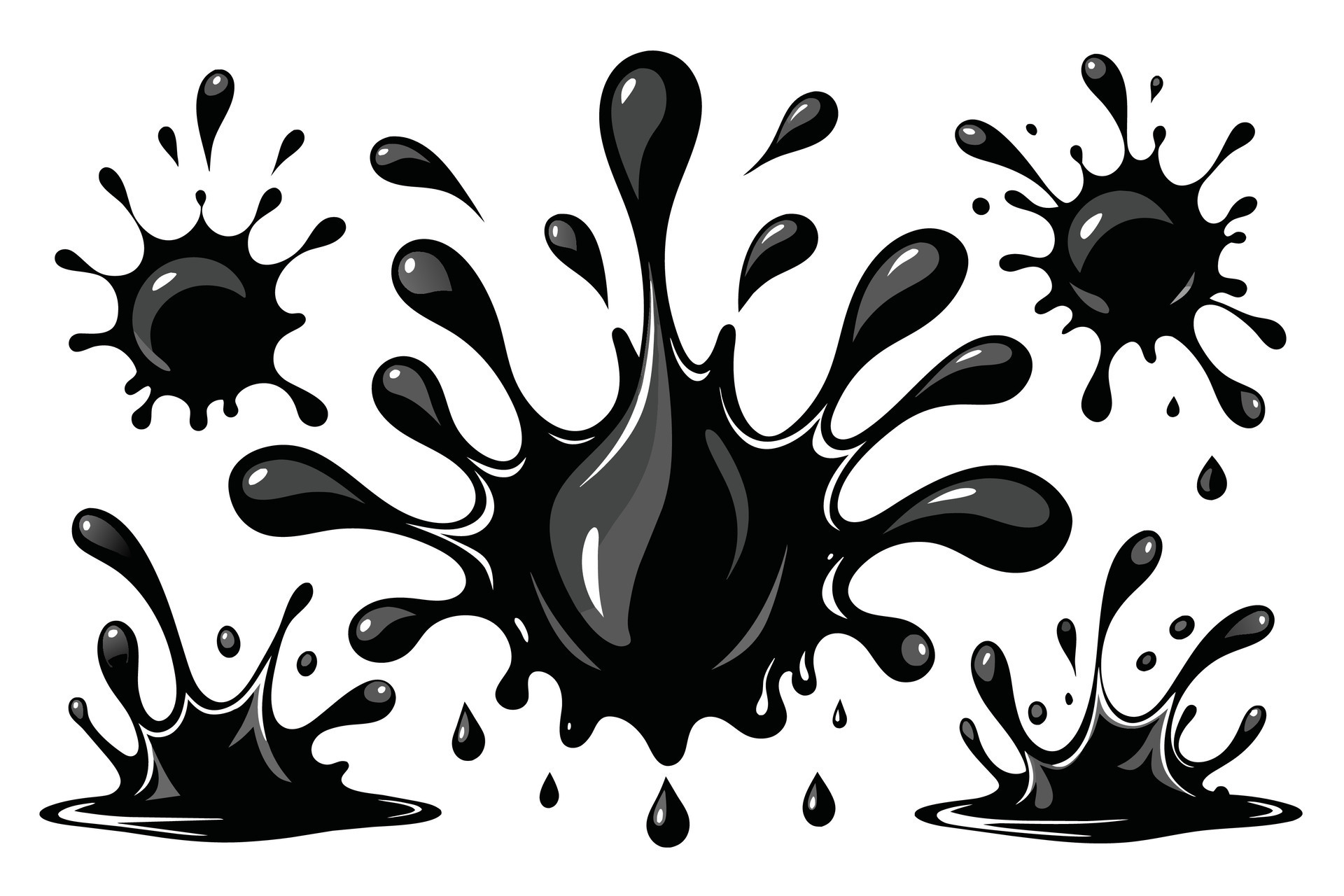 Set of black Splash water vector black set icon. Fresh droplet isolated