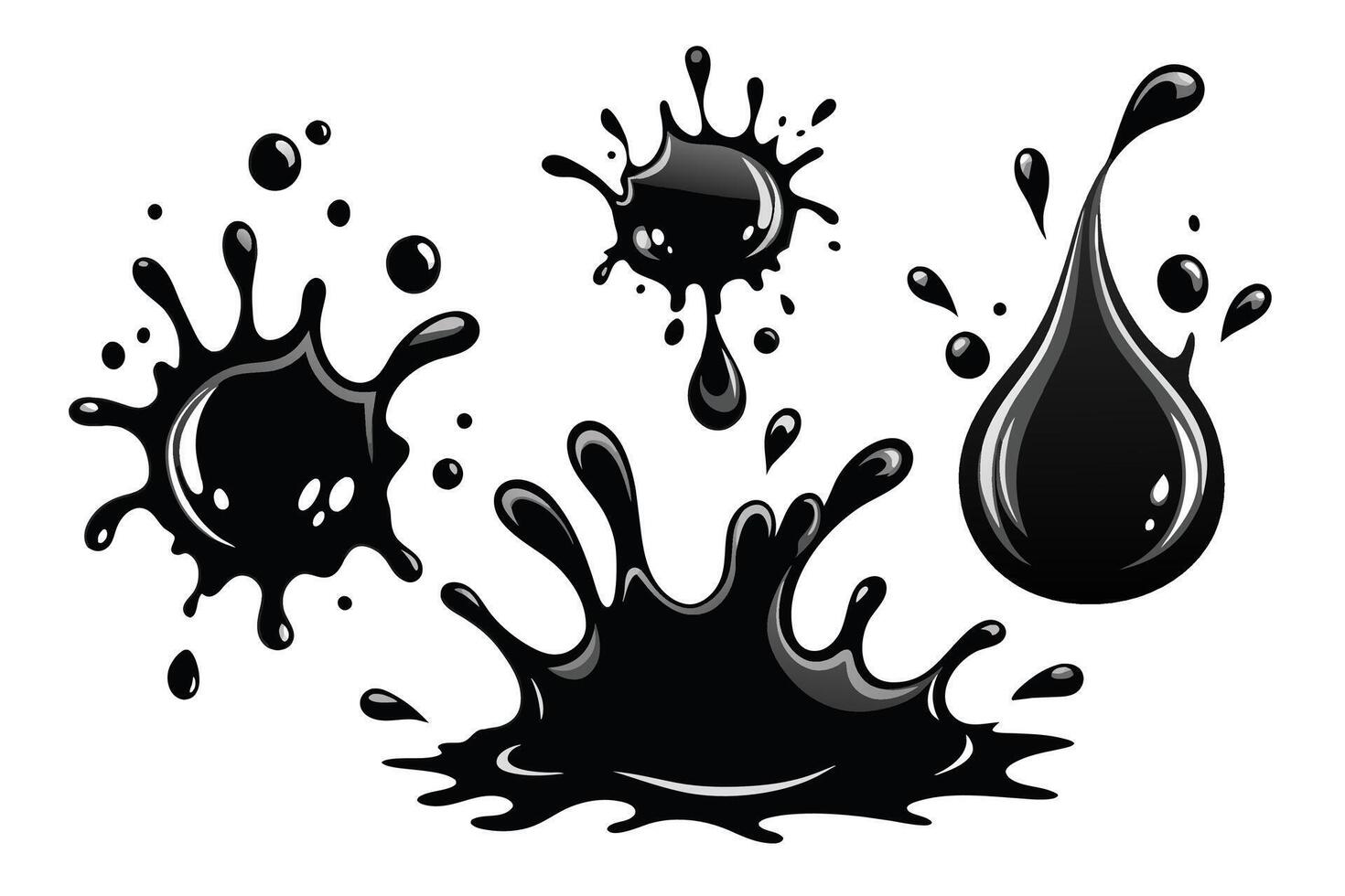 Set of black Splash water vector black set icon. Fresh droplet isolated black set icon. Vector illustration splash water on white background