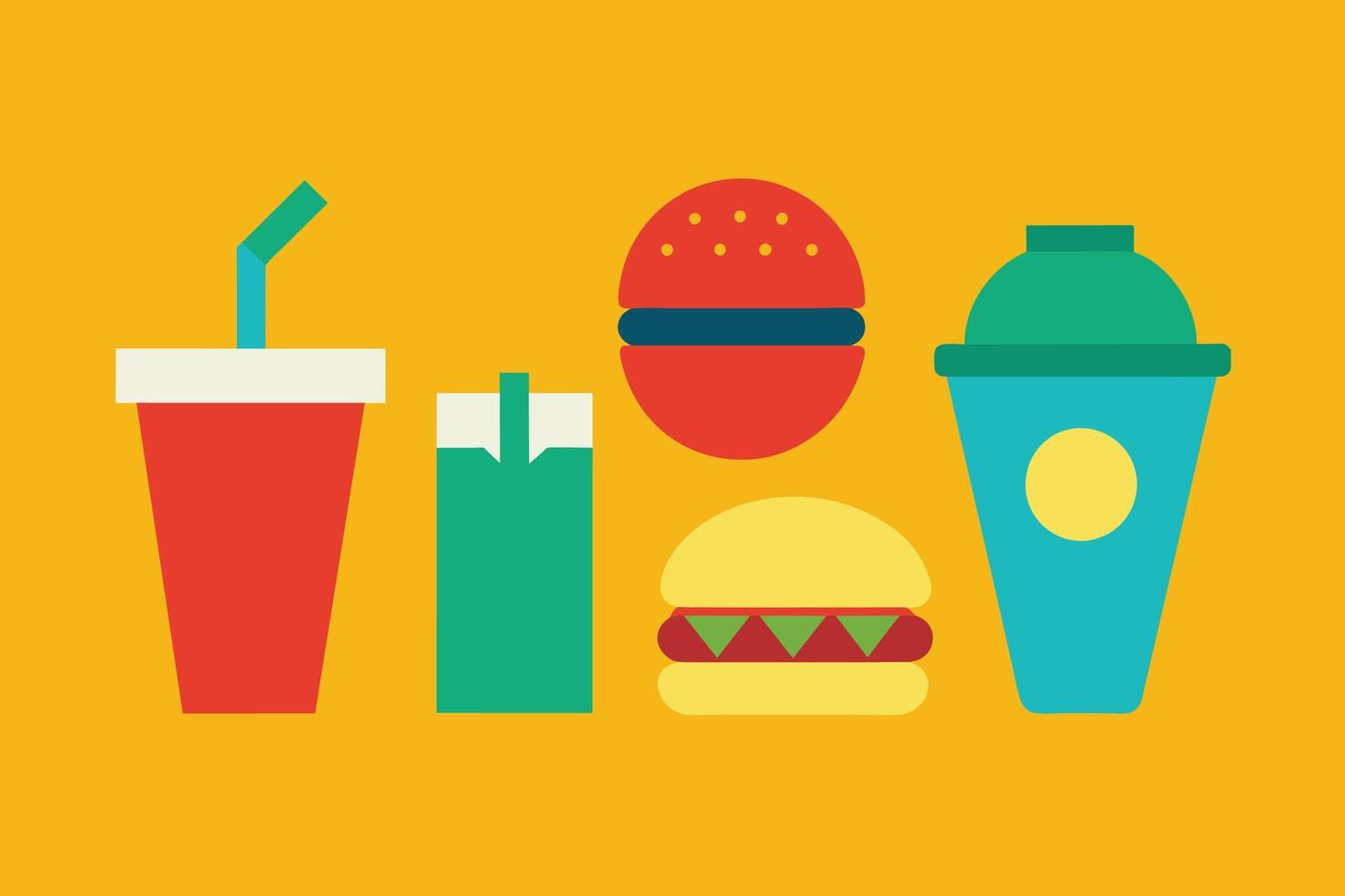 rápido comida icono diseño conjunto vector