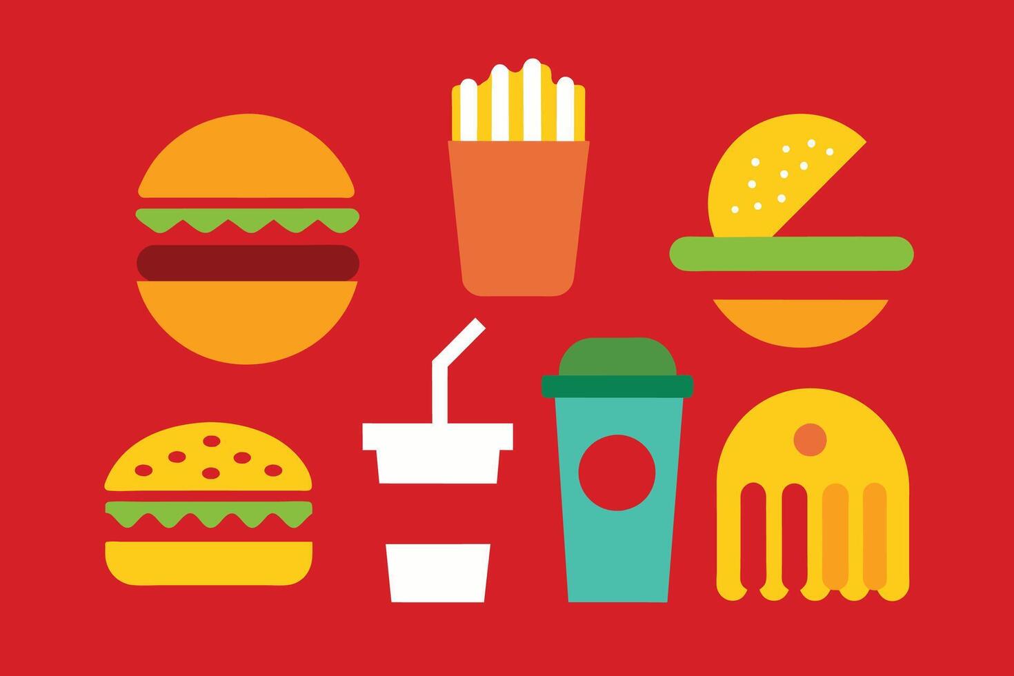 rápido comida icono diseño conjunto vector