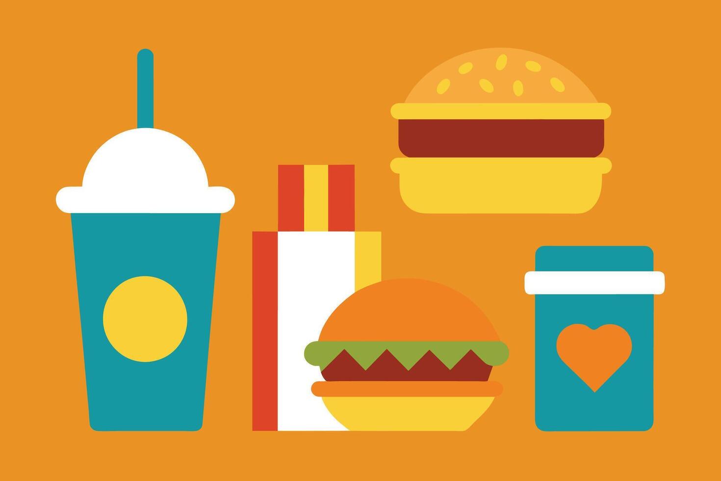 rápido comida icono diseño conjunto vector