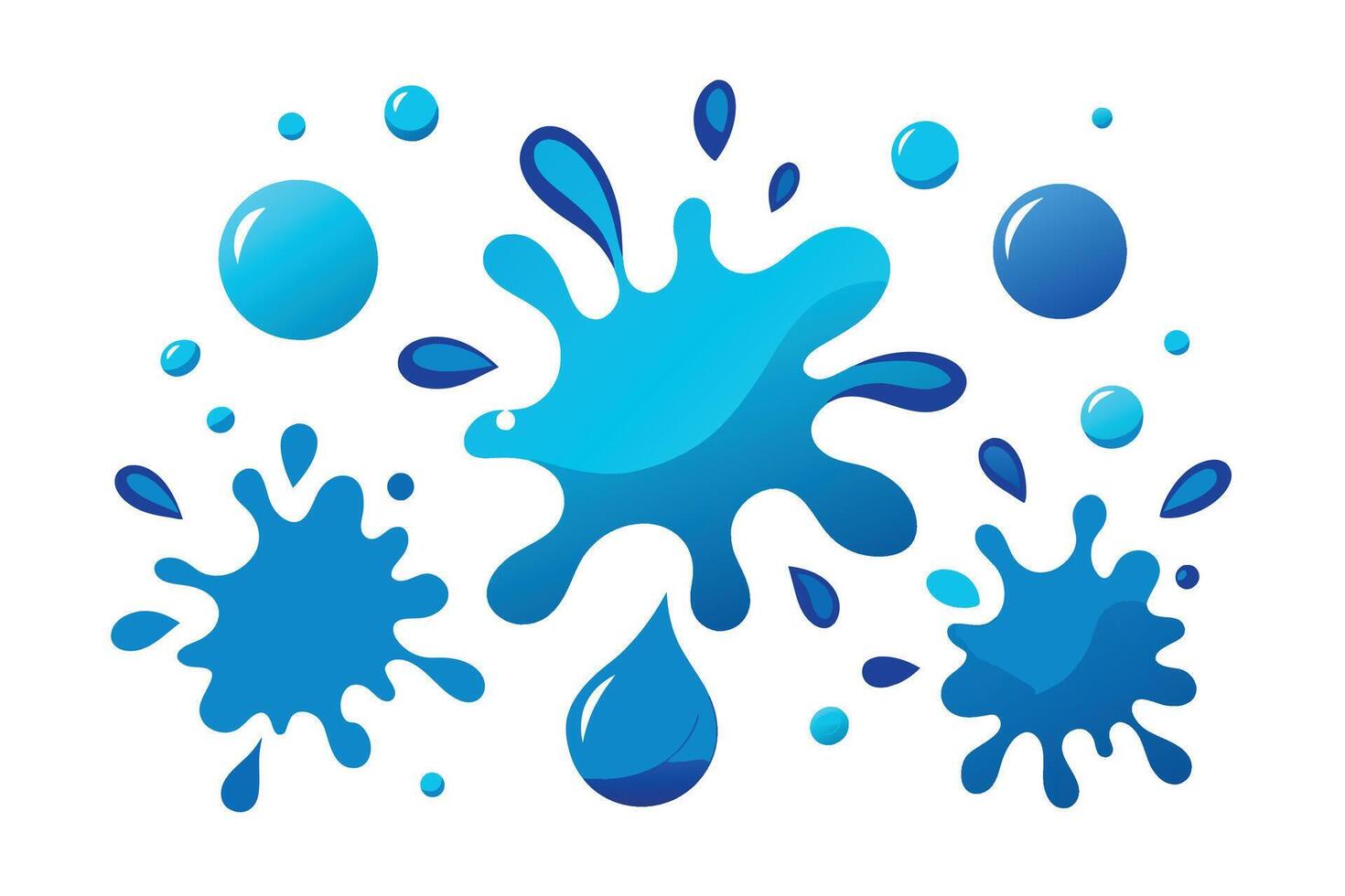 Set of Splash water vector set icon. Fresh droplet isolated black set icon. Vector illustration splash water on white background