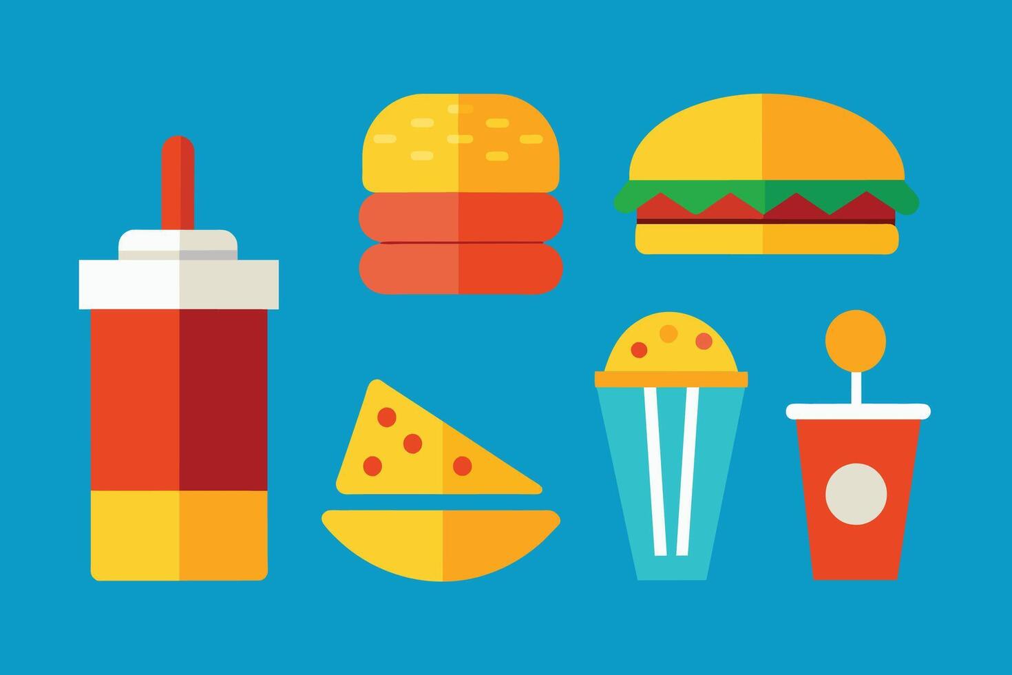 rápido comida icono diseño conjunto vector