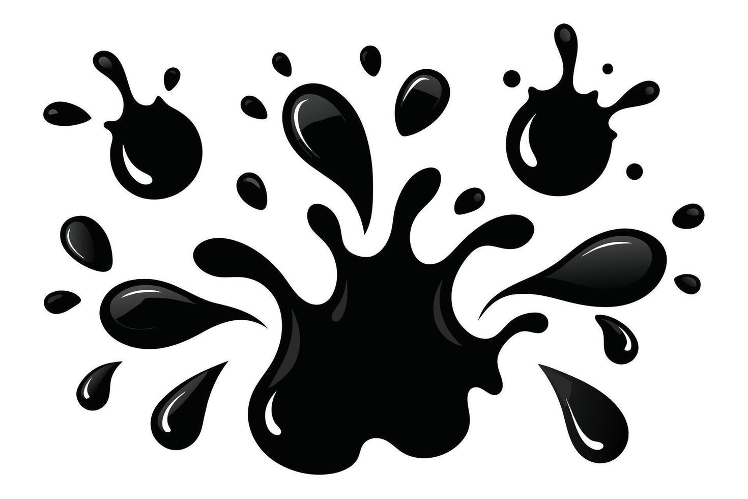 Set of Splash water vector set icon. Fresh droplet isolated black set icon. Vector illustration splash water on white background