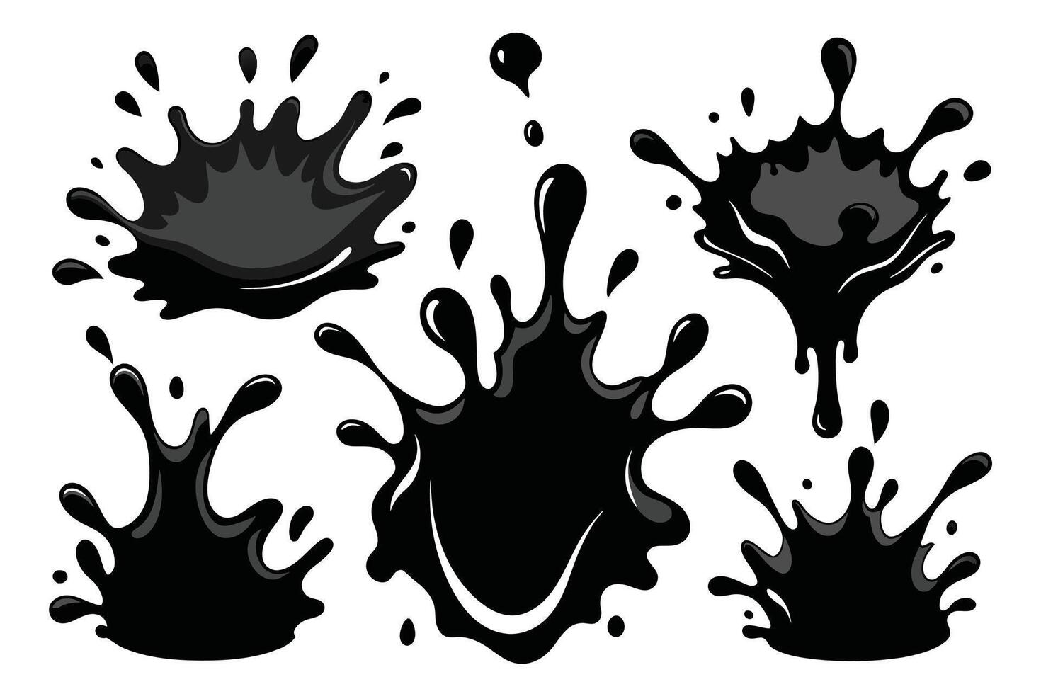 conjunto de negro chapoteo agua vector negro conjunto icono. Fresco gotita aislado negro conjunto icono. vector ilustración chapoteo agua en blanco antecedentes