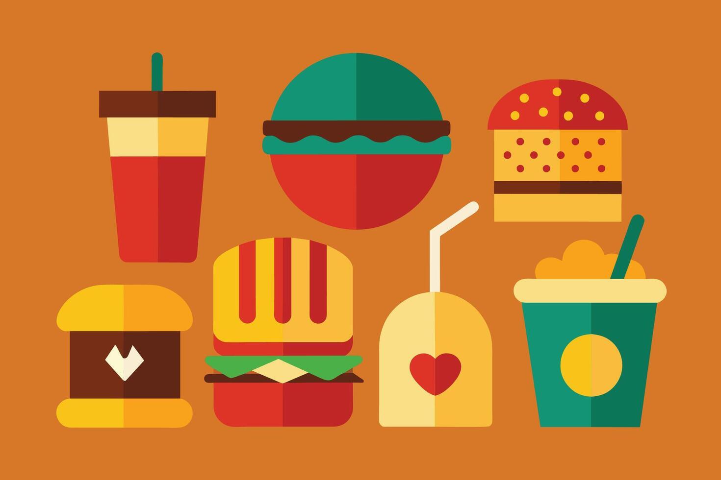 rápido comida icono diseño conjunto vector