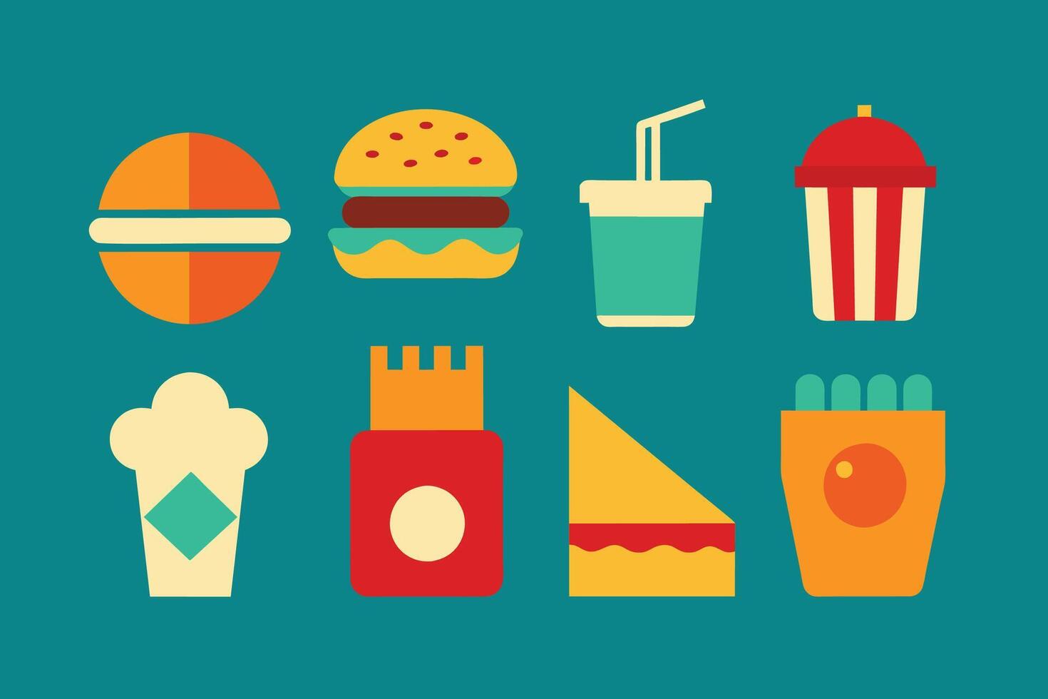 rápido comida icono diseño conjunto vector