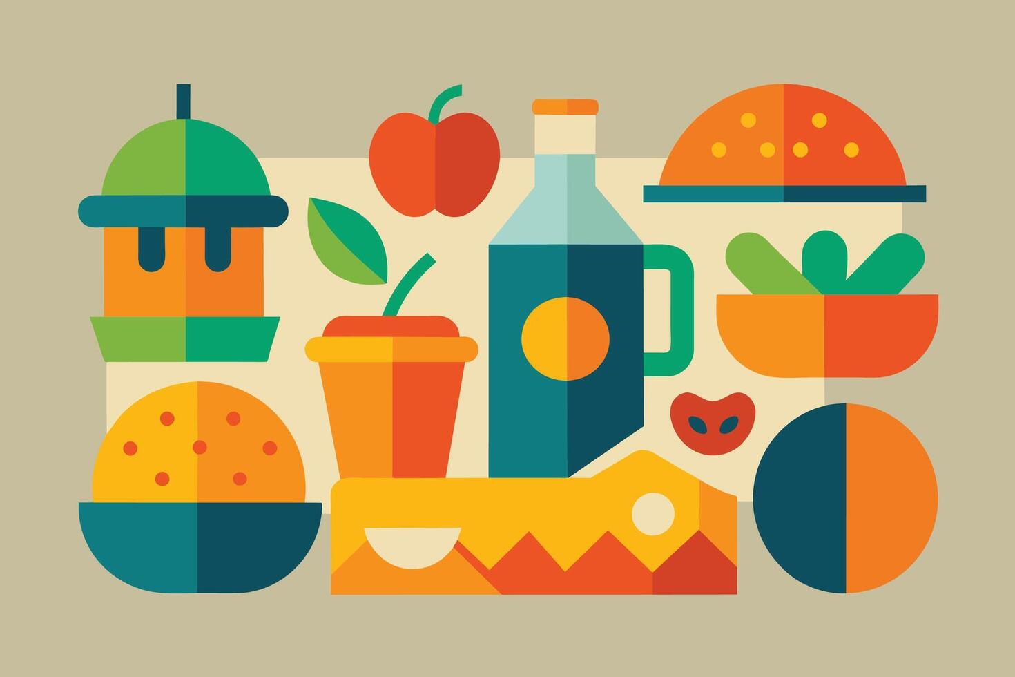 Many kinds of food Design Set vector