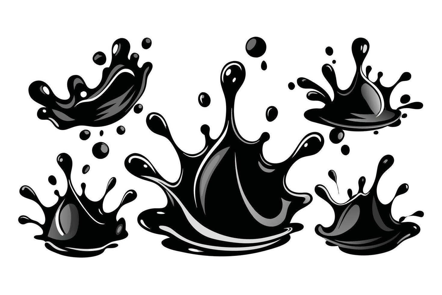 conjunto de negro chapoteo agua vector negro conjunto icono. Fresco gotita aislado negro conjunto icono. vector ilustración chapoteo agua en blanco antecedentes