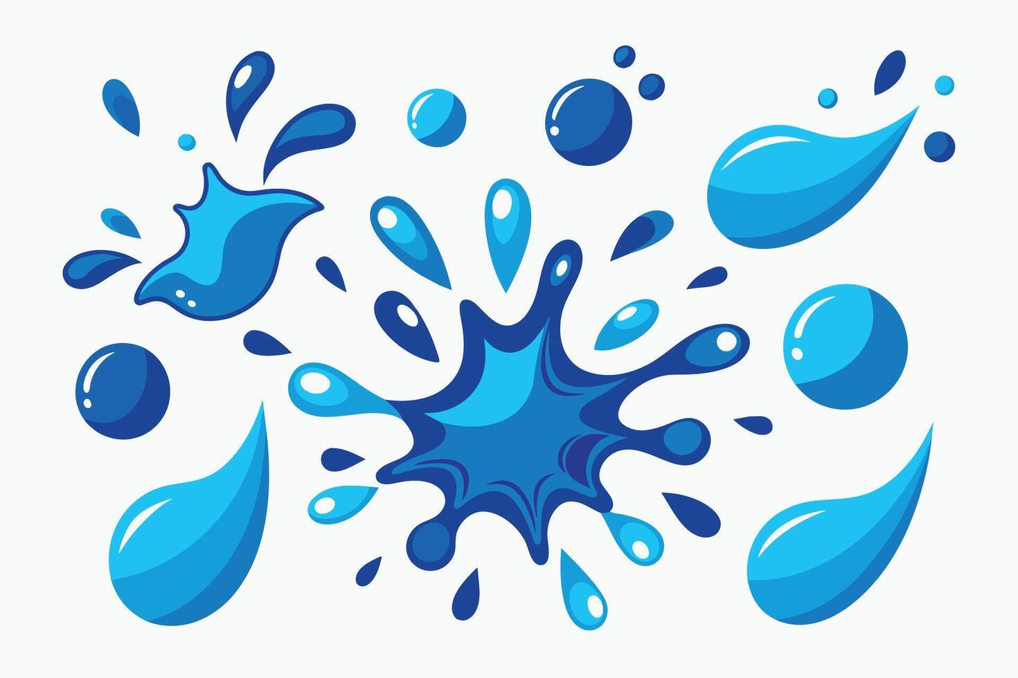 Set of Splash water vector set icon. Fresh droplet isolated black set icon. Vector illustration splash water on white background