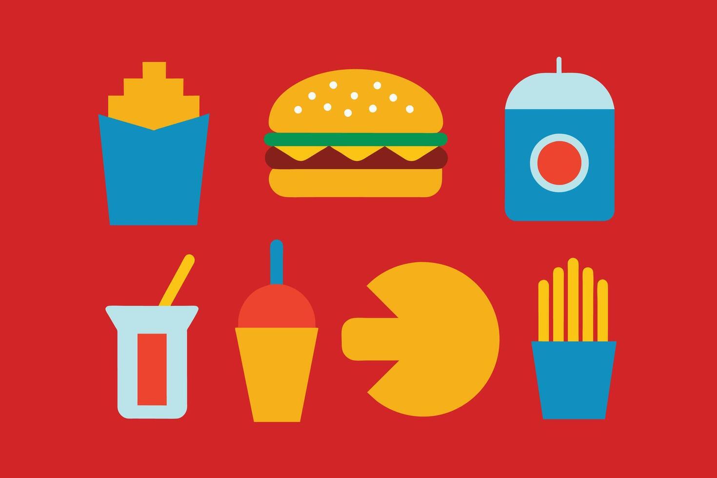 rápido comida icono diseño conjunto vector