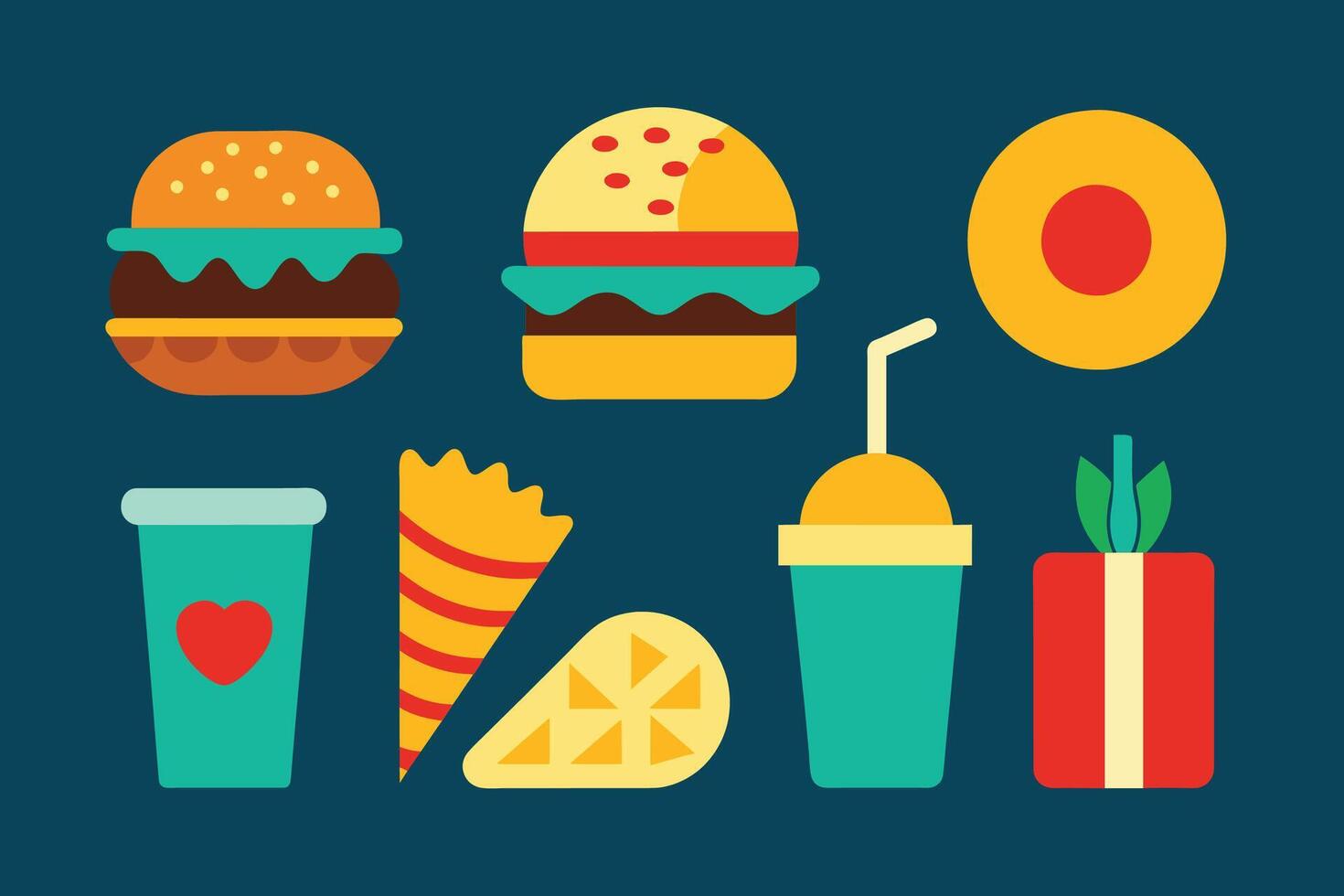 rápido comida icono diseño conjunto vector