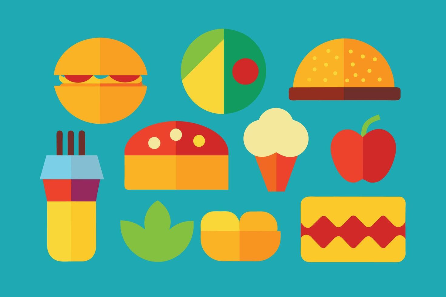 Many kinds of food Design Set vector