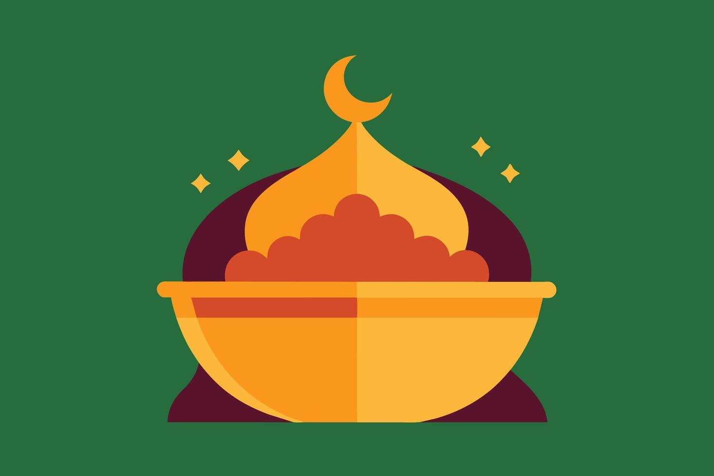 Iftar Ramadhan Menu Food On Traditional Tajine Vector Illustration