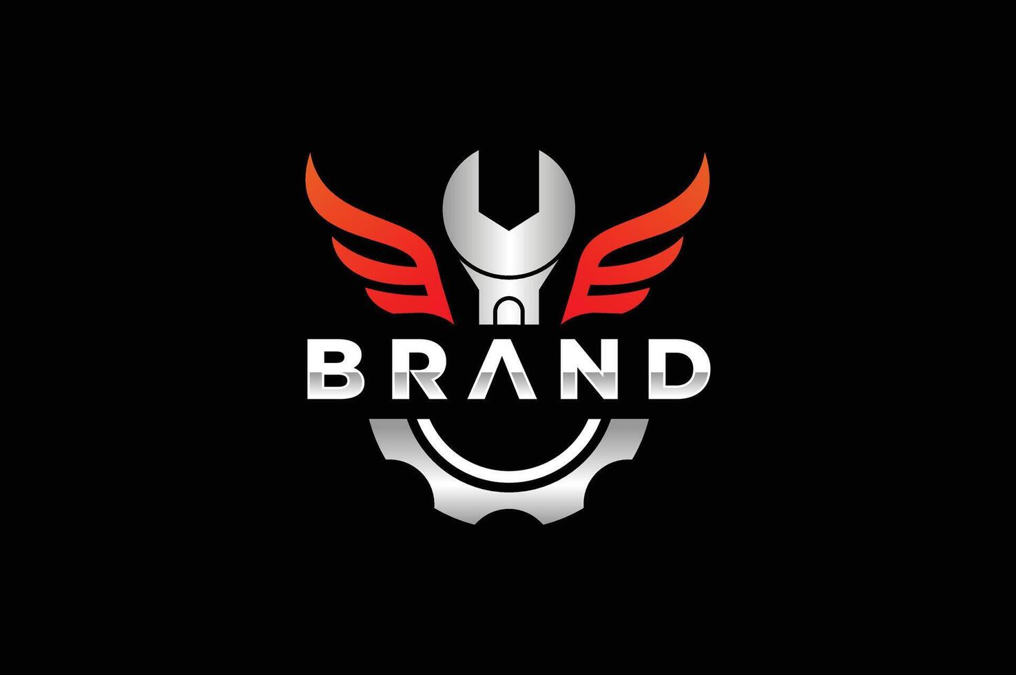 workshop equipment wing emblem logo vector