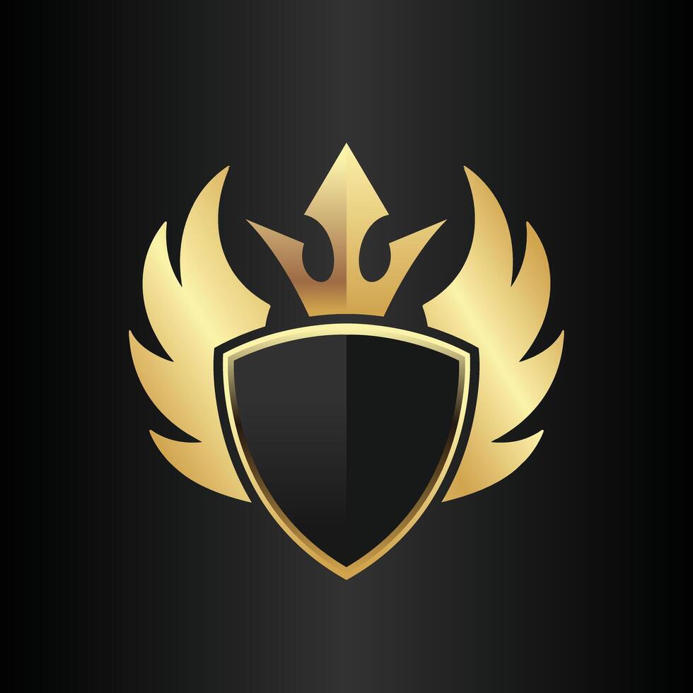 shield crown wing luxury logo vector