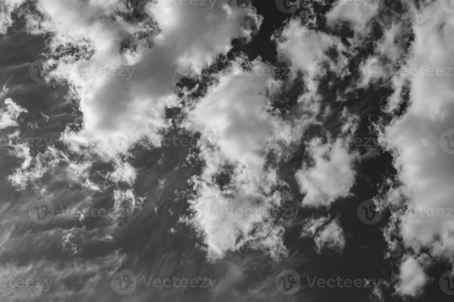 Photography on theme white cloudy sky in unclear long horizon photo