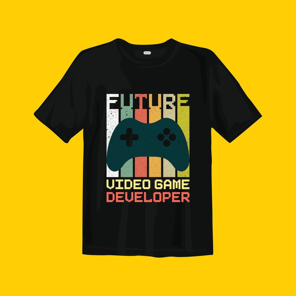 futuro vídeo juego desarrollador camiseta diseño vector