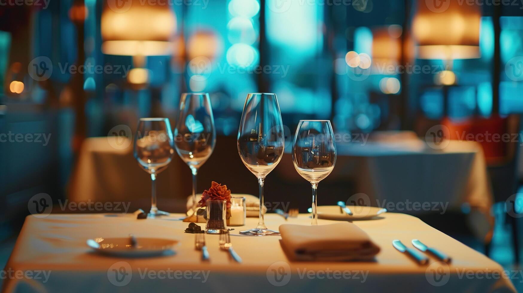 AI generated Luxury Concept of Fine Dining in Exclusive Fancy Restaurant with Exquisite Cuisine. Dinner, Eatery, Lifestyle, Cookery, Romantic, Luxurious, Party, Champaign, Trendy, Decoration photo