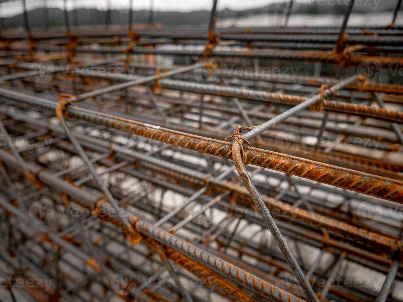 iron structure that will be used as a concrete framework photo