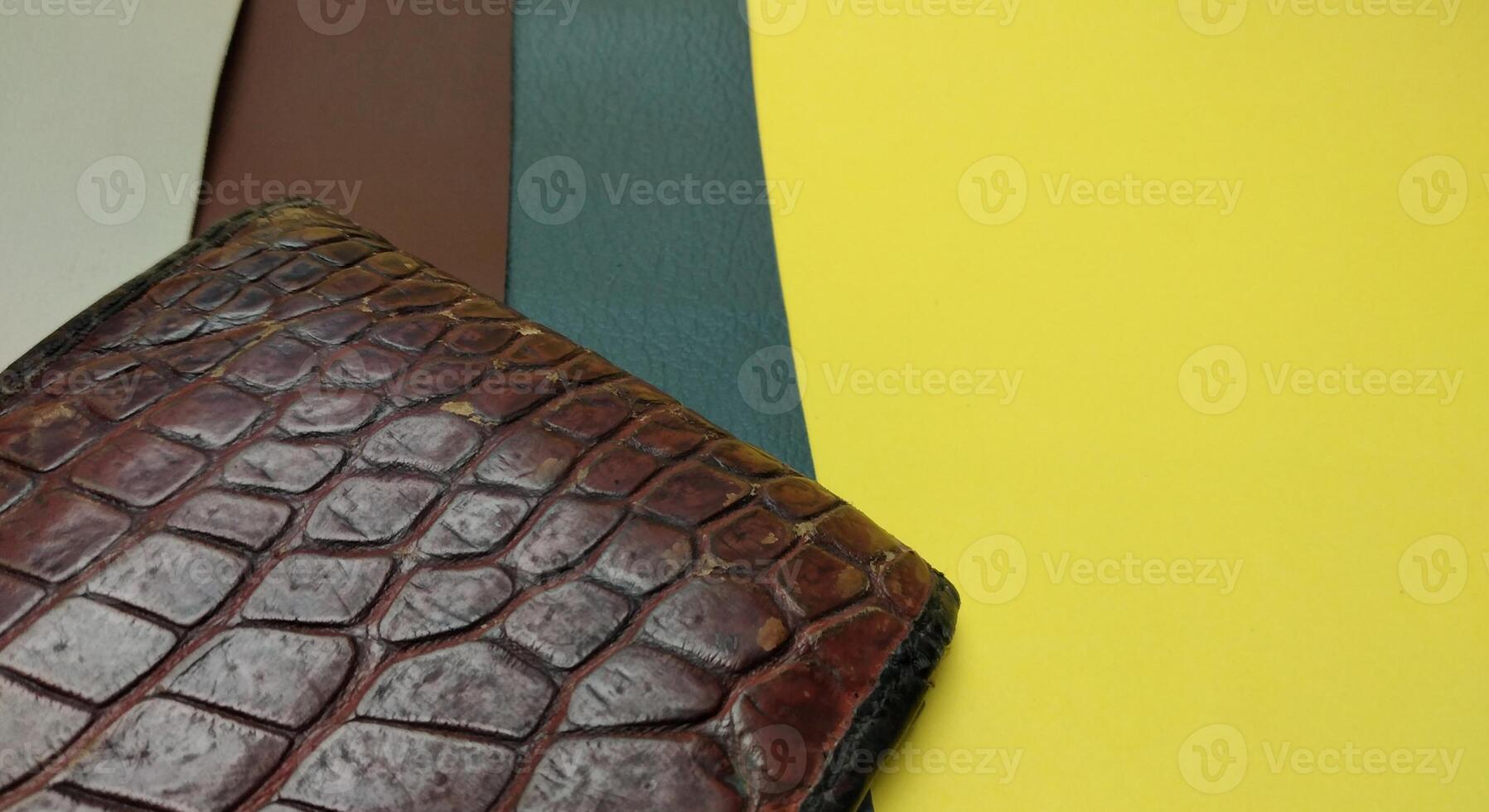 Colorful leather texture background. Close-up of colorful leather texture. photo