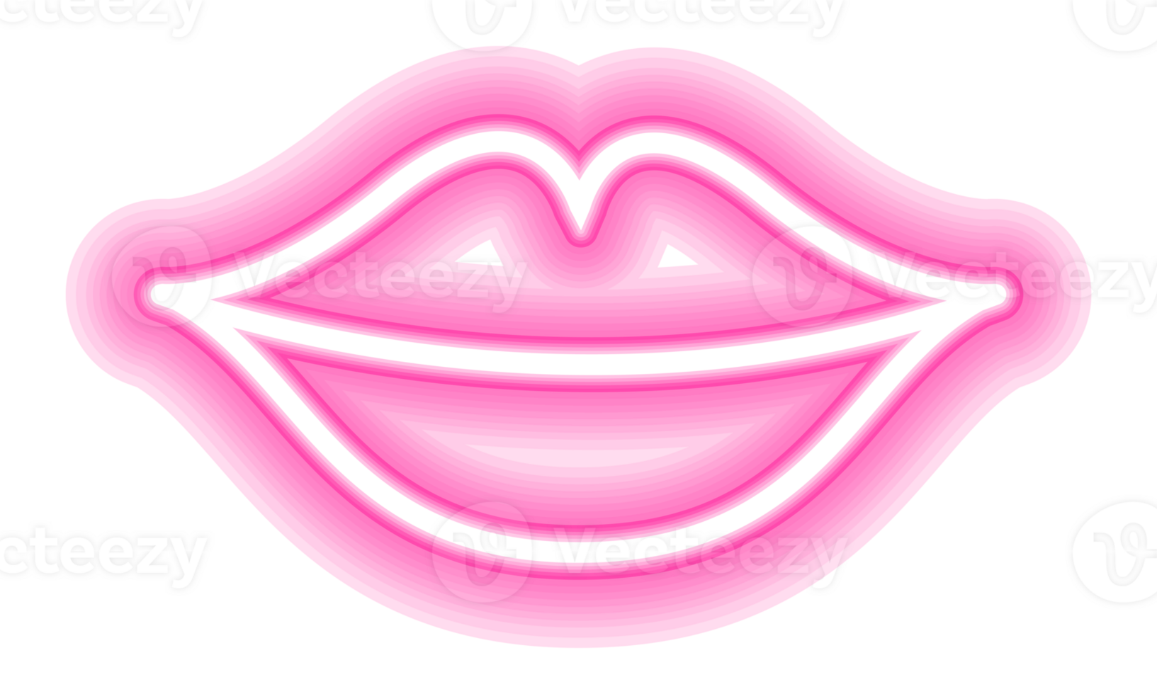 neón brillante labios brillante vibrante brillante mujer labios, amor Beso icono con transparente antecedentes png