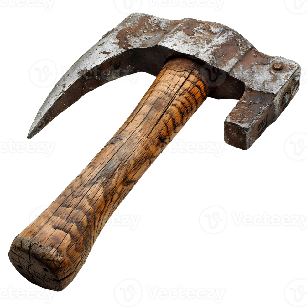 AI generated Old rusty axe PNG. Pick axe top view isolated. Pick axe flat lay PNG. Pick axe for gardening png