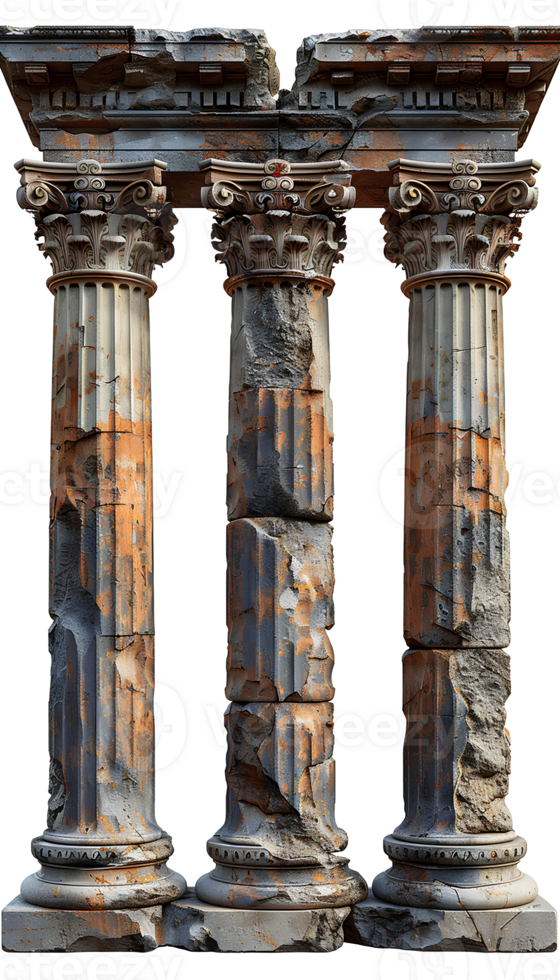 AI generated Ancient Greek column PNG. Tall Ancient Greek pillar isolated. Doric column PNG. Ionic column PNG. Corinthian column png. Ancient Greek architecture png