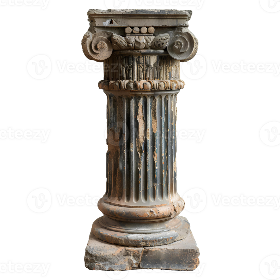 AI generated Old greek column PNG. Greek column isolated. Doric column PNG. Ionic column PNG. Corinthian column PNG. Ancient Greek architecture png