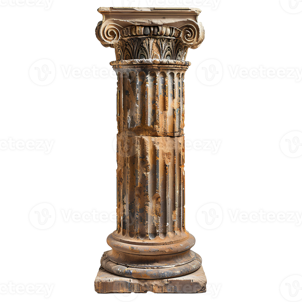 AI generated Old greek column PNG. Greek column isolated. Doric column PNG. Ionic column PNG. Corinthian column PNG. Ancient Greek architecture png
