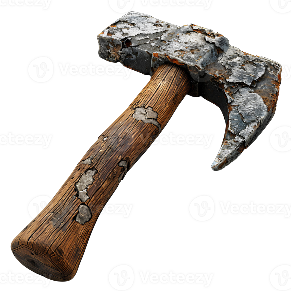 AI generated Old rusty axe PNG. Pick axe top view isolated. Pick axe flat lay PNG. Pick axe for gardening png