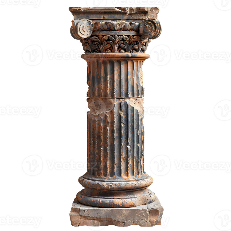 AI generated Old greek column PNG. Greek column isolated. Doric column PNG. Ionic column PNG. Corinthian column PNG. Ancient Greek architecture png