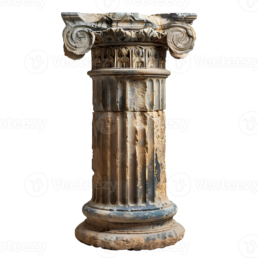 AI generated Old greek column PNG. Greek column isolated. Doric column PNG. Ionic column PNG. Corinthian column PNG. Ancient Greek architecture png