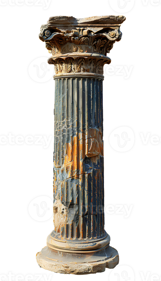 AI generated Ancient Greek column PNG. Tall Ancient Greek pillar isolated. Doric column PNG. Ionic column PNG. Corinthian column png. Ancient Greek architecture png