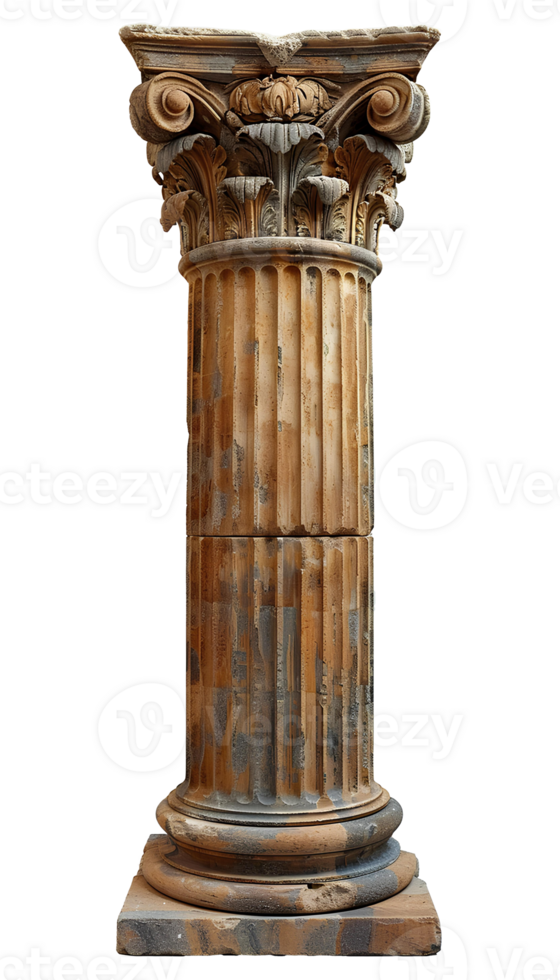 AI generated Ancient Greek column PNG. Tall Ancient Greek pillar isolated. Doric column PNG. Ionic column PNG. Corinthian column png. Ancient Greek architecture png