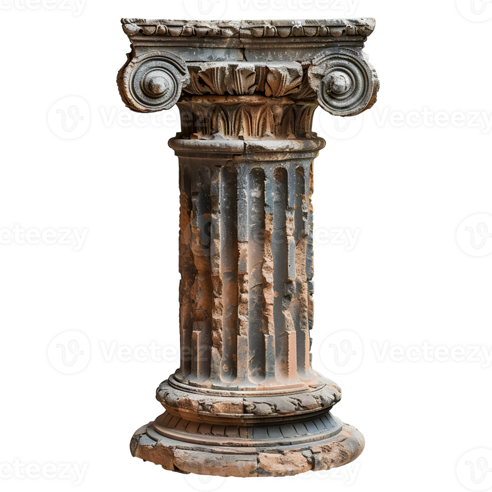 AI generated Old greek column PNG. Greek column isolated. Doric column PNG. Ionic column PNG. Corinthian column PNG. Ancient Greek architecture png